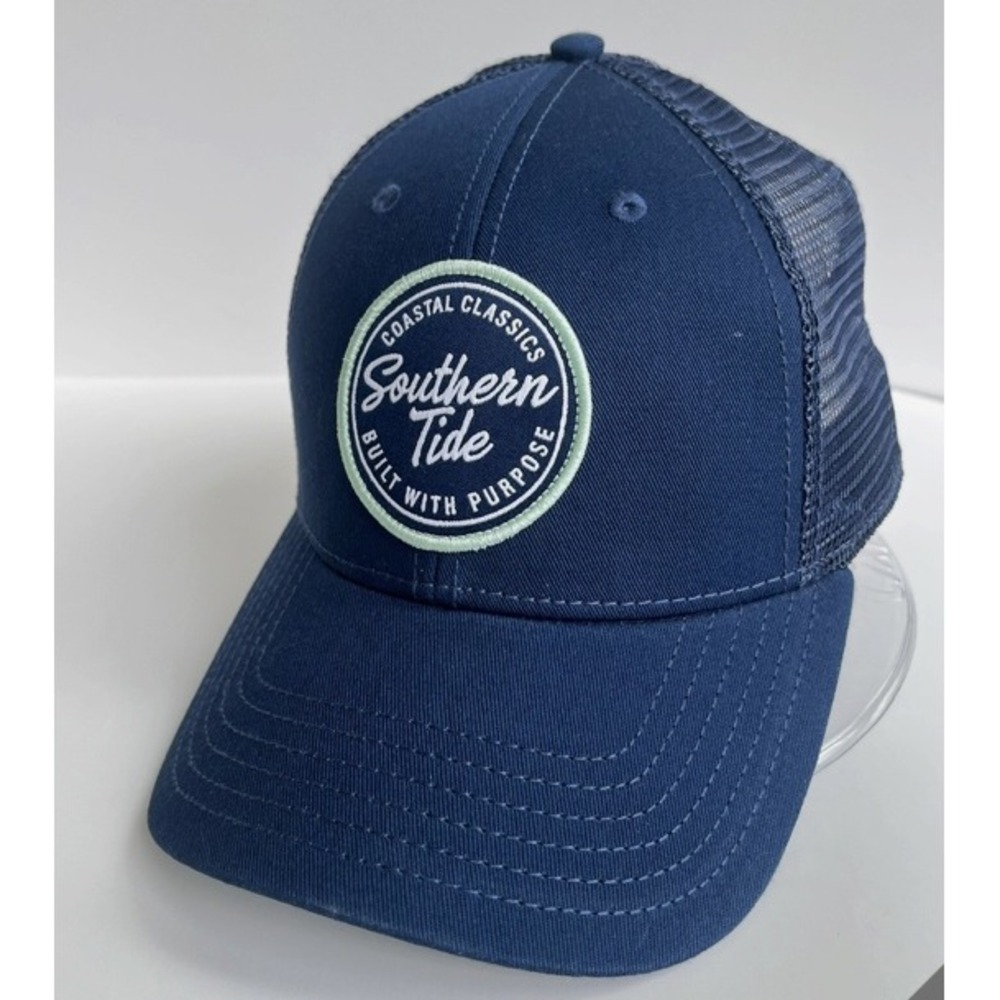 Southern Tide Mens Navy Blue Coastal Classics Mesh Snapback Trucker Hat Cap